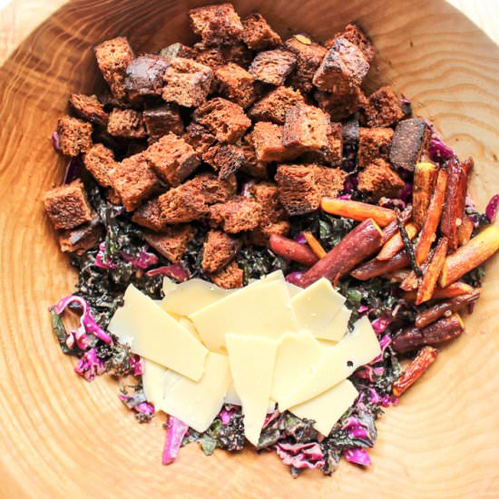 Purple kale and cabbage salad