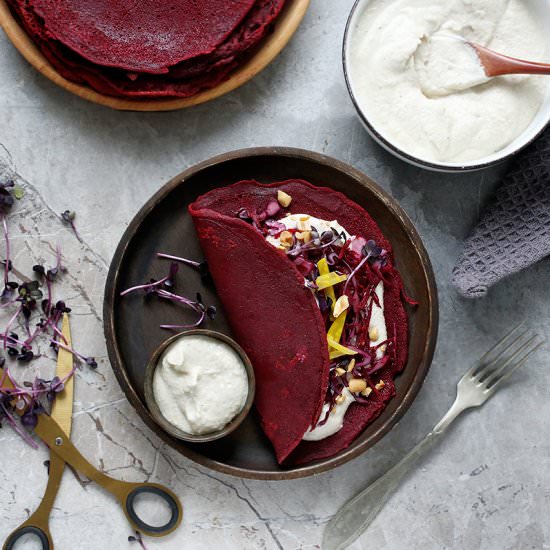 Vegan Beetroot Crepes
