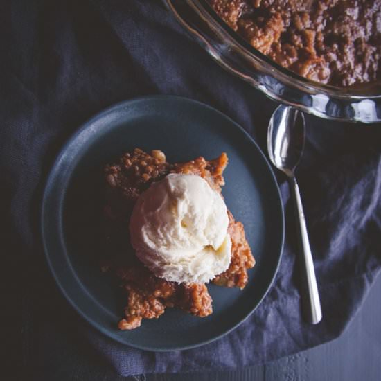 Pear and Ginger Caramel Crumble