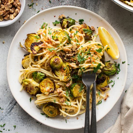 Roasted brussel sprout pasta