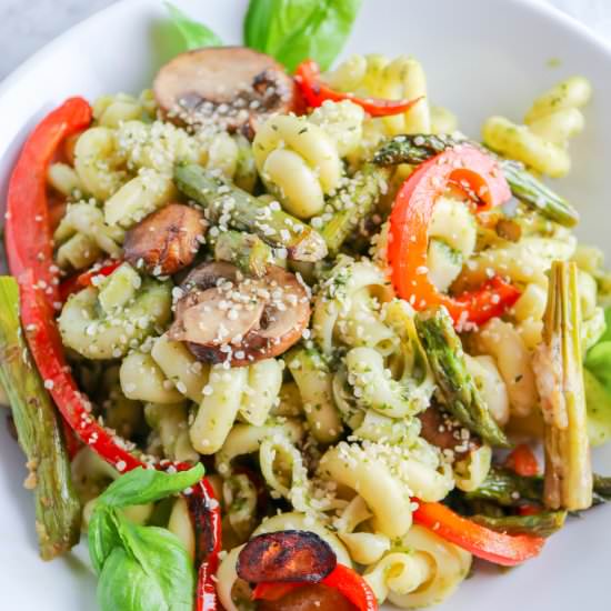 Loaded Veggie Pesto Pasta (Vegan)