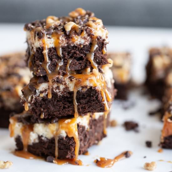Turtle Cheesecake Brownies