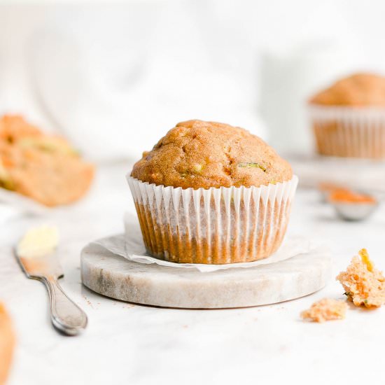 Spiced Carrot Zucchini Muffins