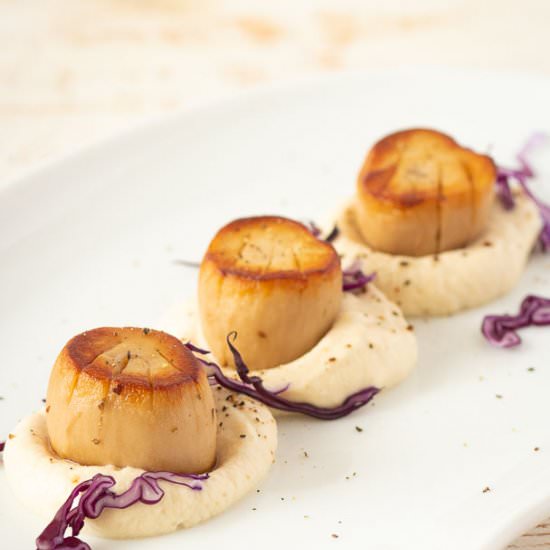 Seared vegan scallops