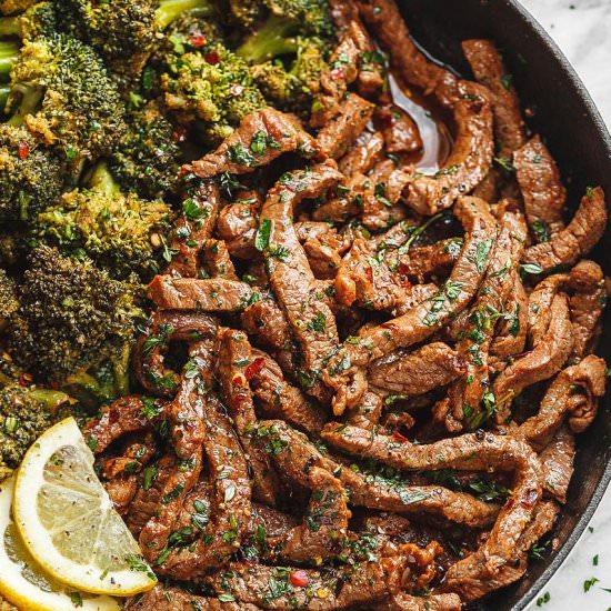 Garlic Butter Steak with Broccoli