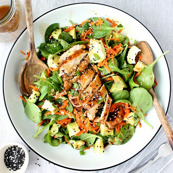 Loaded Sesame Ginger Spinach Salad