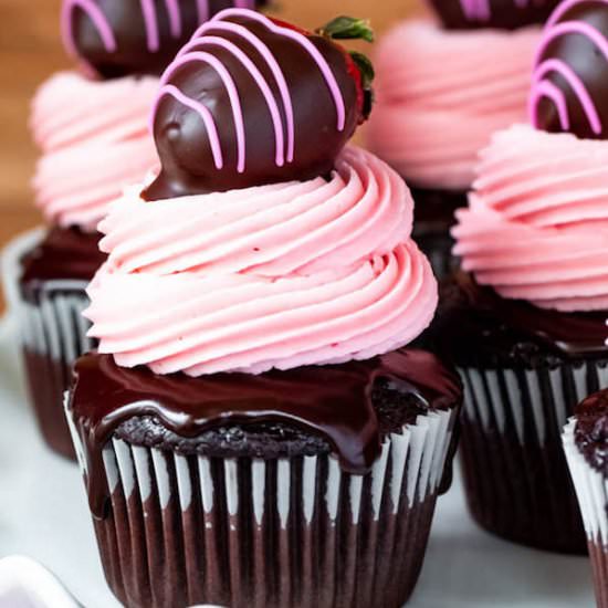 Chocolate Strawberry Cupcakes