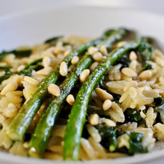 Asparagus & Spinach Orzo Risotto