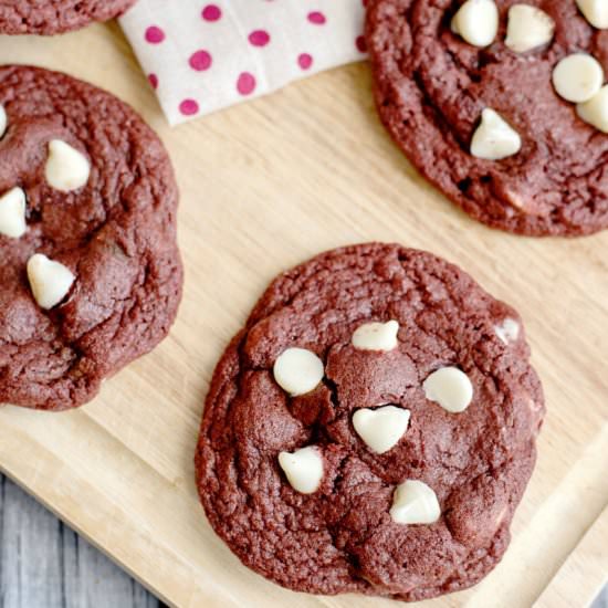 White Chocolate Red Velvet Cookies