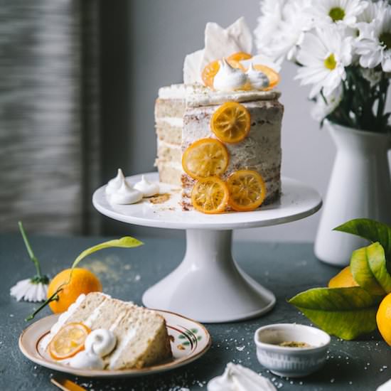 Pistachio Meringue Cake