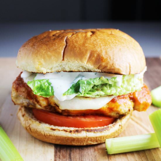 Buffalo Chicken Breast Burgers