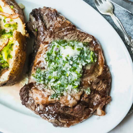 Cast-Iron Steaks w/ Herb Butter