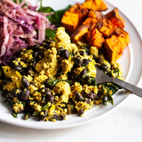Tofu Scallion Black Bean Scramble