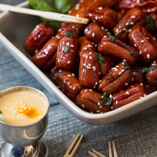 Glazed mini sausages