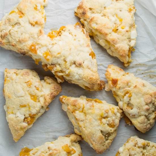 Mango and White Chocolate Scones