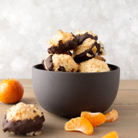 Chocolate Dipped Orange Macaroons