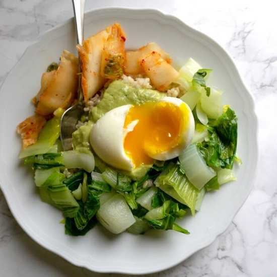 Kimchi Rice Bowl with Jammy Eggs