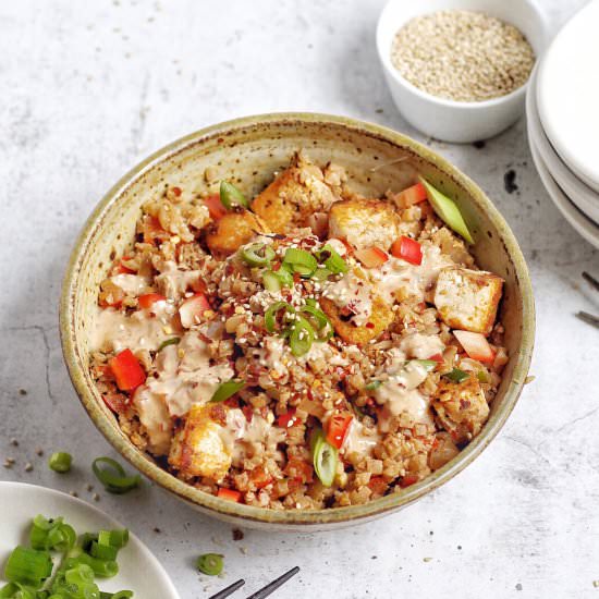 Spicy Tahini Riced Cauliflower