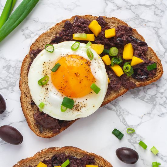 Egg Toast with Mango and Olives