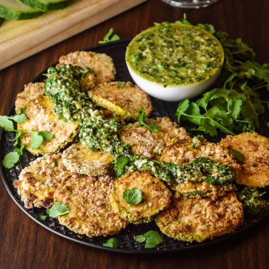 Crispy Baked Zucchini Wedges+Sauce