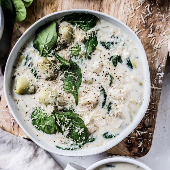 Spinach Artichoke Gnocchi Soup