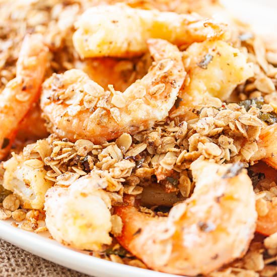 oatmeal cereal butter prawns