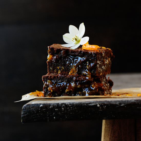 Fudgy chocolate orange brownie