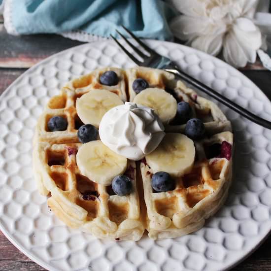 Banana Blueberry Waffles