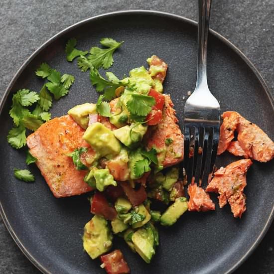 Pan Seared Salmon and Avocado Salsa