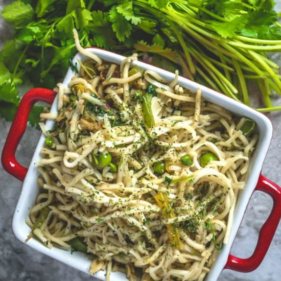 Vegan Cilantro Basil Noodles