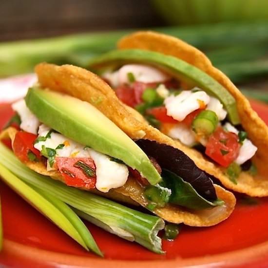 Halibut Blood Orange Ceviche Tacos