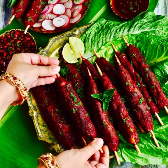 Beetroot Dill Seekh Kebabs