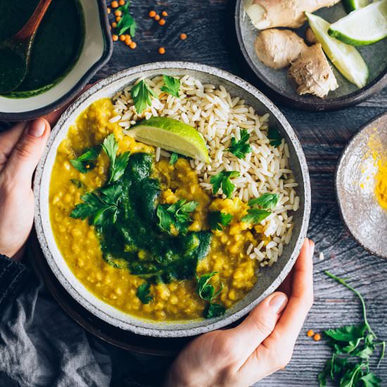 Curried Red Lentil Bowls