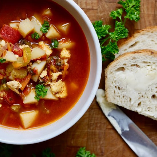 Hearty Vegan Hamburger Soup