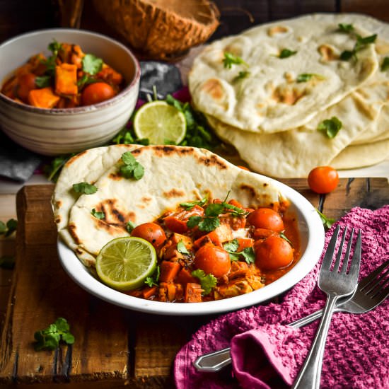 Indian Red Coconut Curry + Pitas