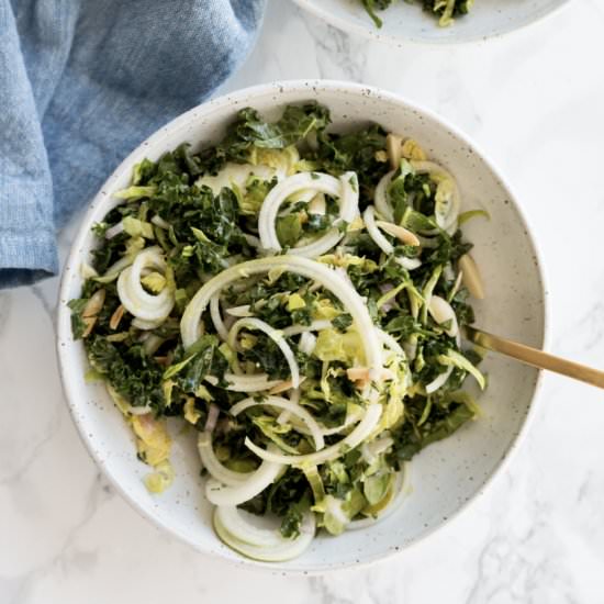Kale Pear and Brussels Sprout Salad