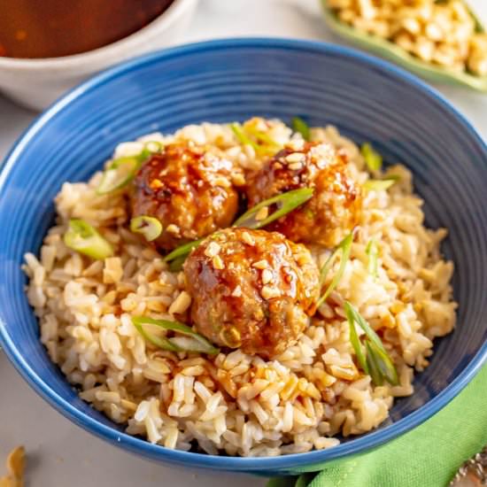 Baked Asian turkey meatballs