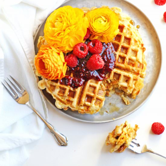 Green chile cheddar waffles