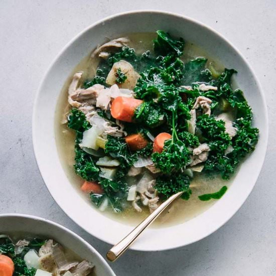 Pesto Chicken Kale Potato Soup