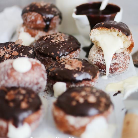 Vegan boston cream doughnuts