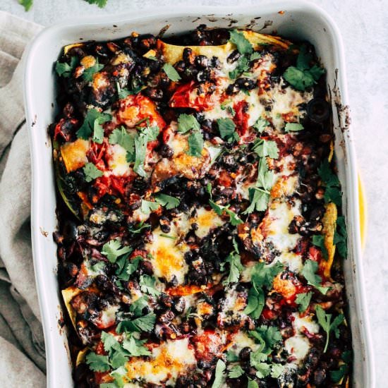 Mushroom Kale Black Bean Taco Bake