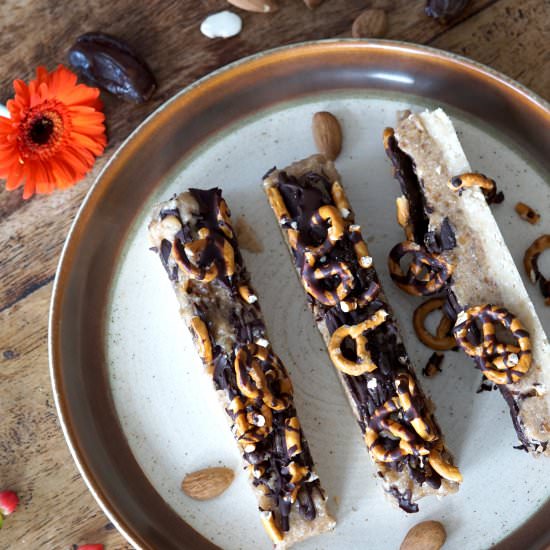 Vegan Salted Caramel, Pretzel Bars