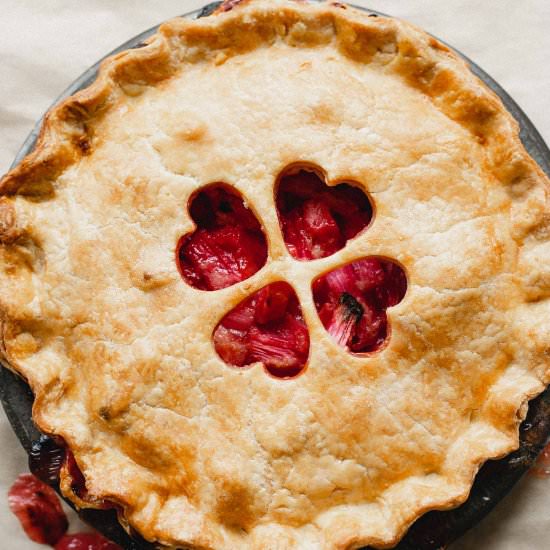 Rhubarb & rose water pie