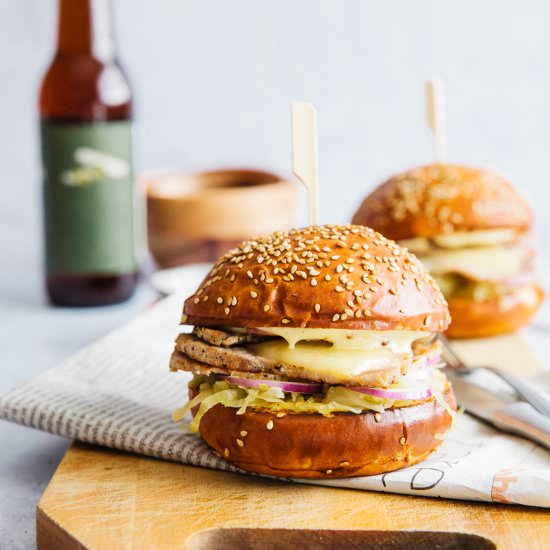 Pork Roast Sauerkraut Burger