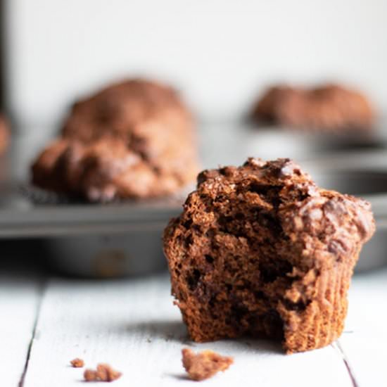 Healthyish Chocolate Banana Muffins