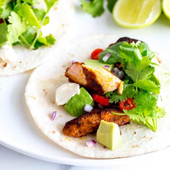 Smoky Blackened Salmon Tacos