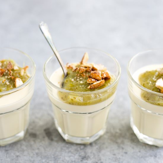 Yogurt panna cotta with gooseberry