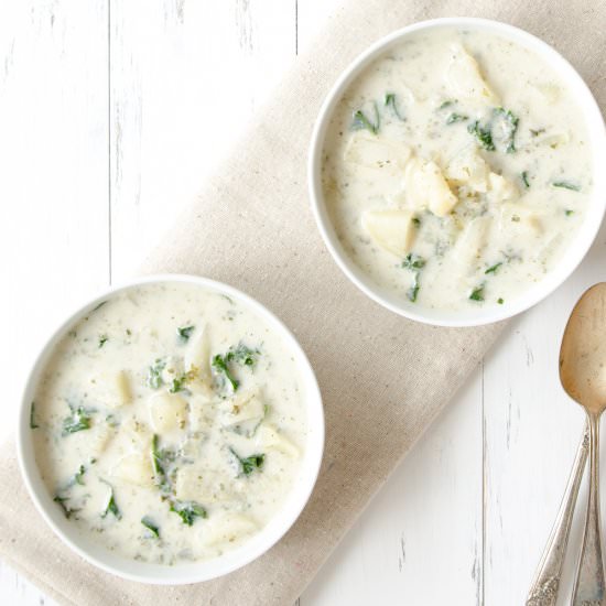 Cream of Potato and Kale Soup