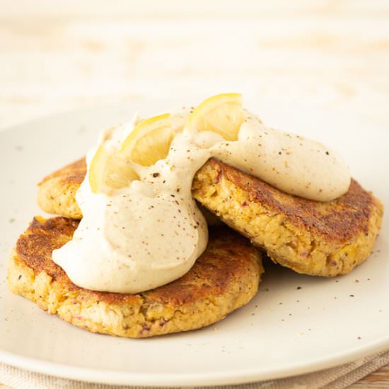 Artichoke Cakes with Tatrar Sauce