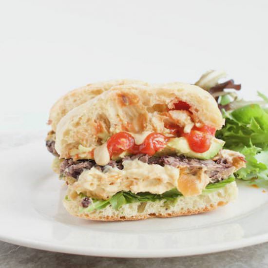 Hummus Stuffed Bean Burger